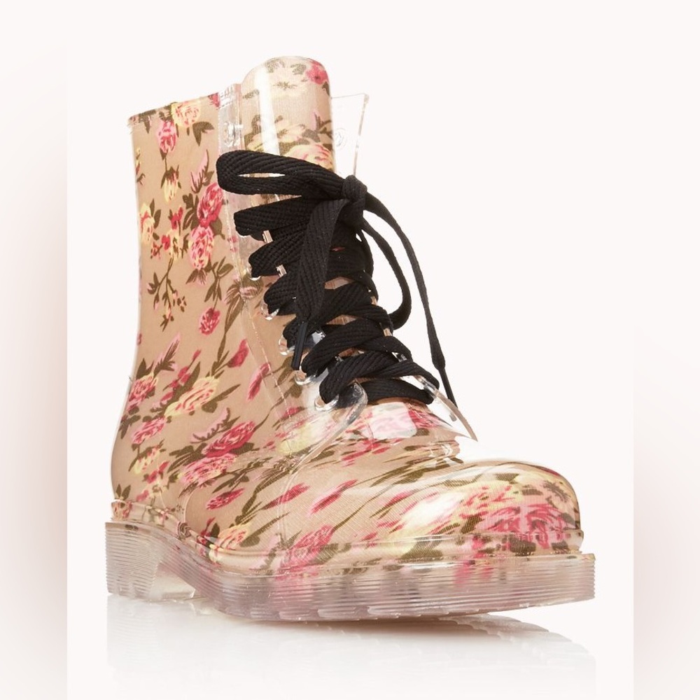 Forever 21 Floral Combat Boots
